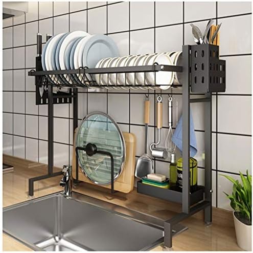 Gjfhome Dish Drying Rack Over Sink, Adjustable Dish Drainer Shelf Multifunctional Kitchen Storage Organizer - Sink Width 25In