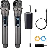Wireless Dual Microphone,Handheld Dynamic mic,Karaoke Singing, Weddings DJ,Party, Church, Classroom use, 200 feet, Gray.(2 Versions Randomly Shipped)