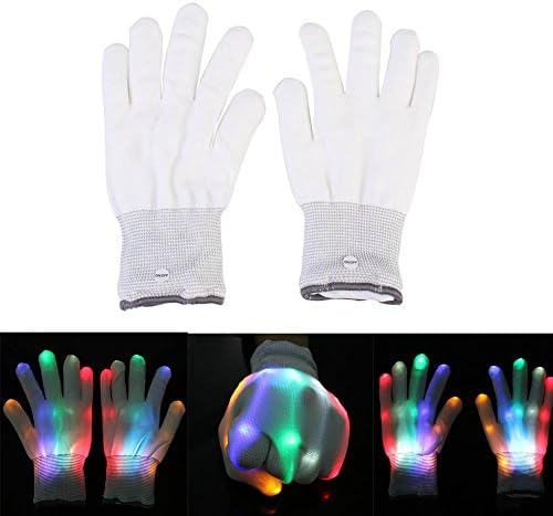 LED Gloves,Halloween LED Skeleton Gloves Sequin Lighting Fingers Light Up Rave Gloves In The Dark Novelty Christmas Gift