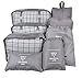 Vercord 8 Set Travel Packing Pods Luggage Organizers Cubes with Laundry Bags Accessories, Grey