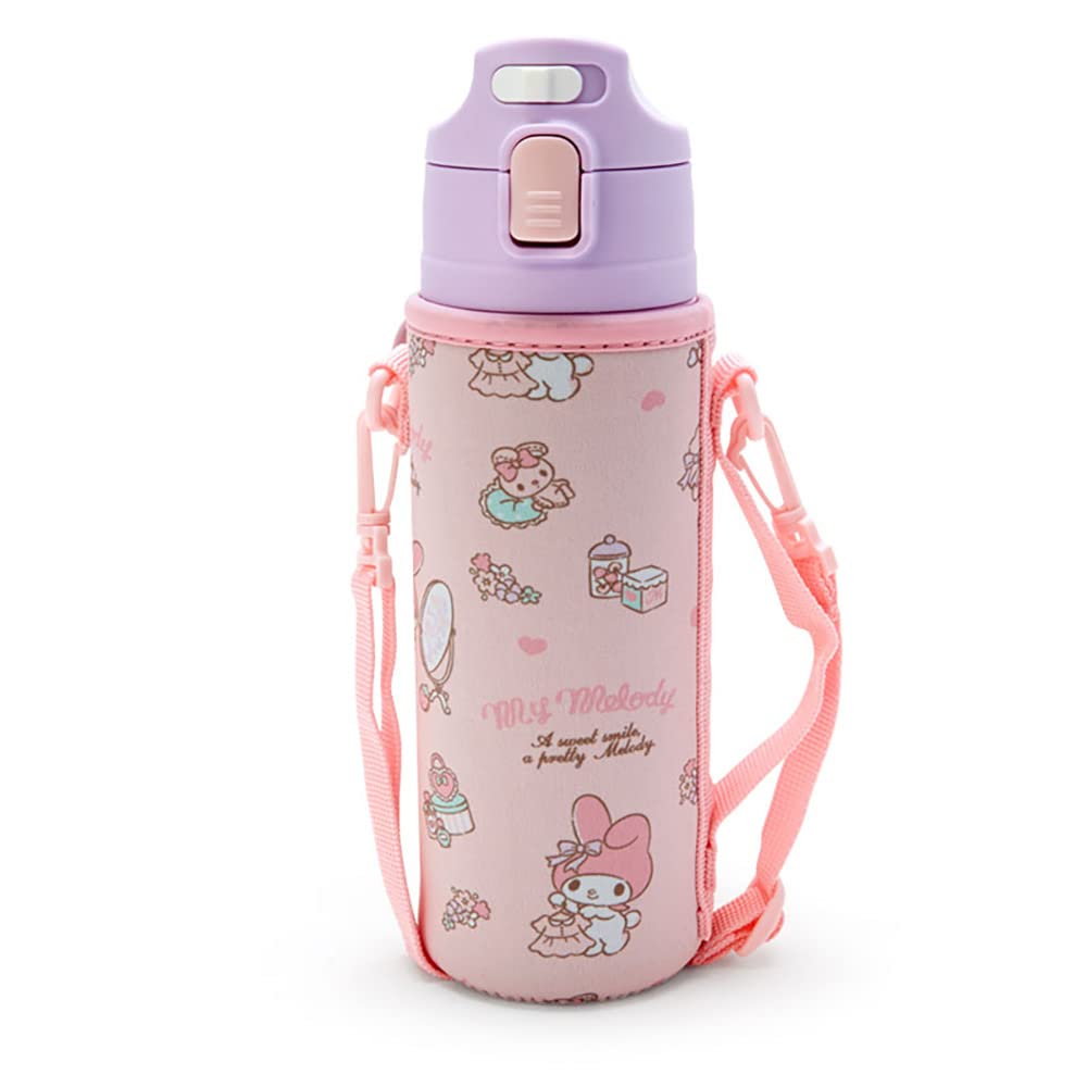 サンリオ(SANRIO) 子供用 水筒 470ml 直飲み ワンタッチ ステンレス ボトル マイメロディ my melody 保冷専用 ショルダーヒモが付いたポーチ付き 名前スペース付き 212504商品画像