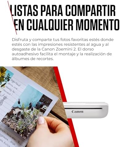 Zoemini 2 Kit de Impresión – Impresora Fotográfica Portátil y Compacta – Bluetooth 5.0 – Carga Rápida USB C Ideal para Viajes (Blanco)