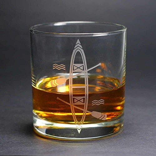 CANOE Lowball Glasses set of 2 - Dishwasher-safe etched whiskey glass
