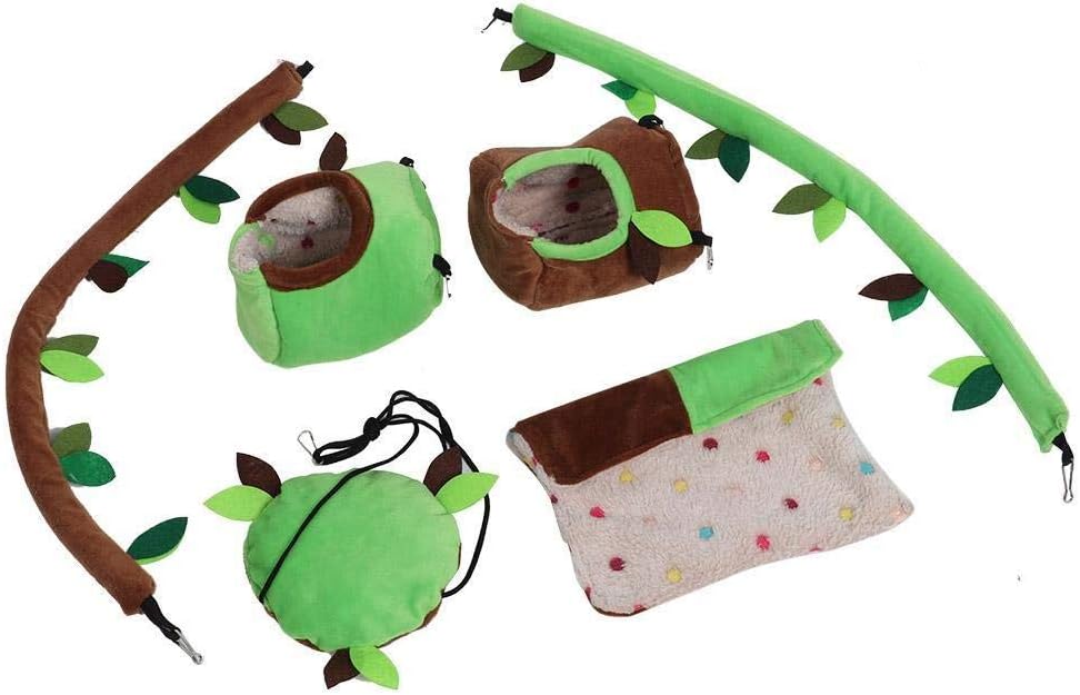 Heitaisi 6pcs Little Exotic Pets Toy Set, Hamster Hammock Stump Nest Forest for Sugar Hedgehog Glider Totoro Guinea Pig Squirrel Chinchillas Ferret, Critter Pouches Rope Hanging Sheet Cage Set
