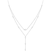 DAOCHONG S925 Sterling Silver Triple Layer Choker Necklace For Women - 16+2 Inch, With Cubic Zirconia