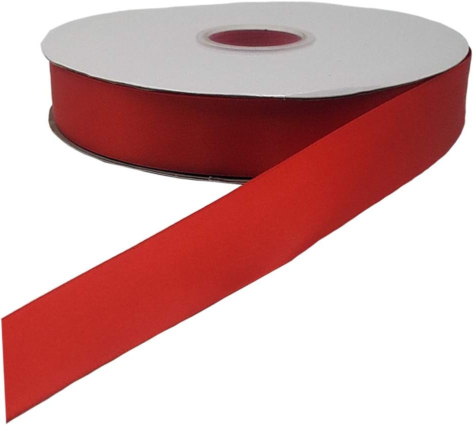 100 Yards 1 inch Wide Solid Satin Ribbon Roll, Gift Wrapping Hair Bows Party Wedding Supply (Red)