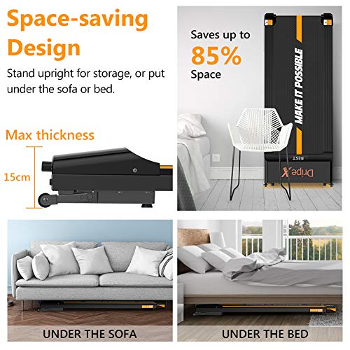 Dripex-Under-Desk-Treadmill-with-Remote-Control-1-6KMH-Adjustable-Speed-500W-Motor-LCD-Screen-Stand-Upright-for-Easy-Storage-Perfect-Walking-Pad-for-Home-Office-Working