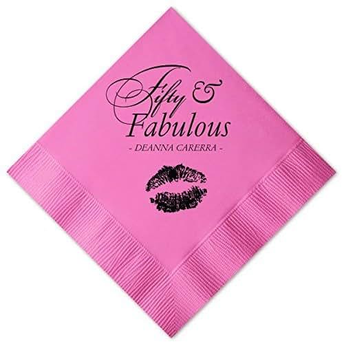 Personalized Birthday Cocktail Napkins 50 & Fabulous
