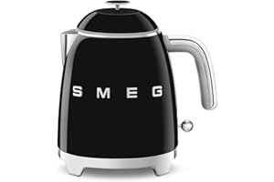 SMEG Mini 50's Retro Style 3 Cup Electric Kettle with Double Wall Anti Slip Base and Water Level Indicator (Black)