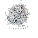 HUELE 15000PCS Shining Star Confetti Glitter Star Sequins for Crafts DIY Nail Art and Party Decoration, Holographic Silver(6MM)
