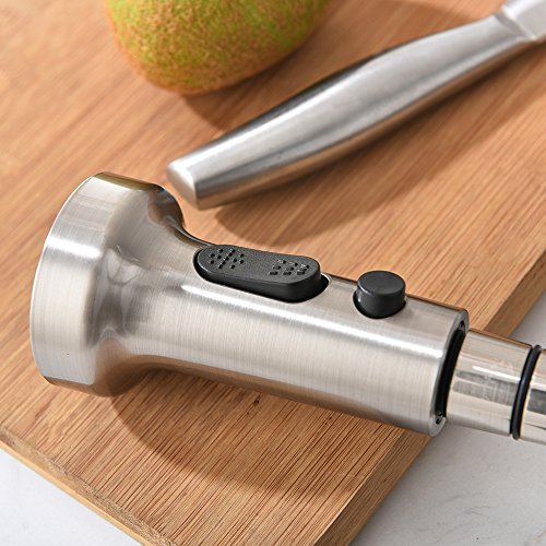 Pre Rinse Spring Kitchen Faucet With Pause-Bokaiya Commercial Brass Brushed Nickel Stainless Steel Pull Down Sprayer Kitchen Sink Faucet, 1 Hole Single Handle Kitchen Faucets with Sprayer