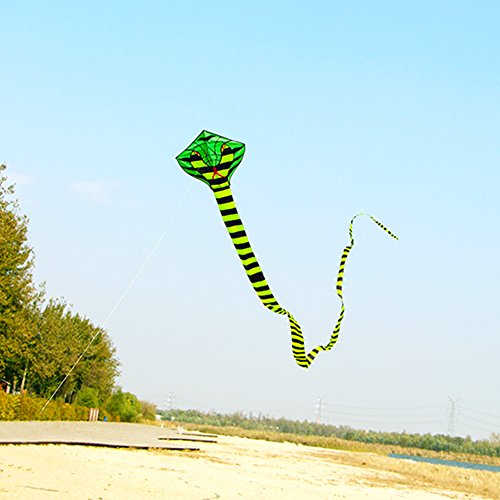 Besra 16m Large Cobra Snake kite 52ft Colorful Rattlesnake Kite with 15m Long Tails Outdoor Fun Sports with Flying Tools (Green) - Thumbnail 3