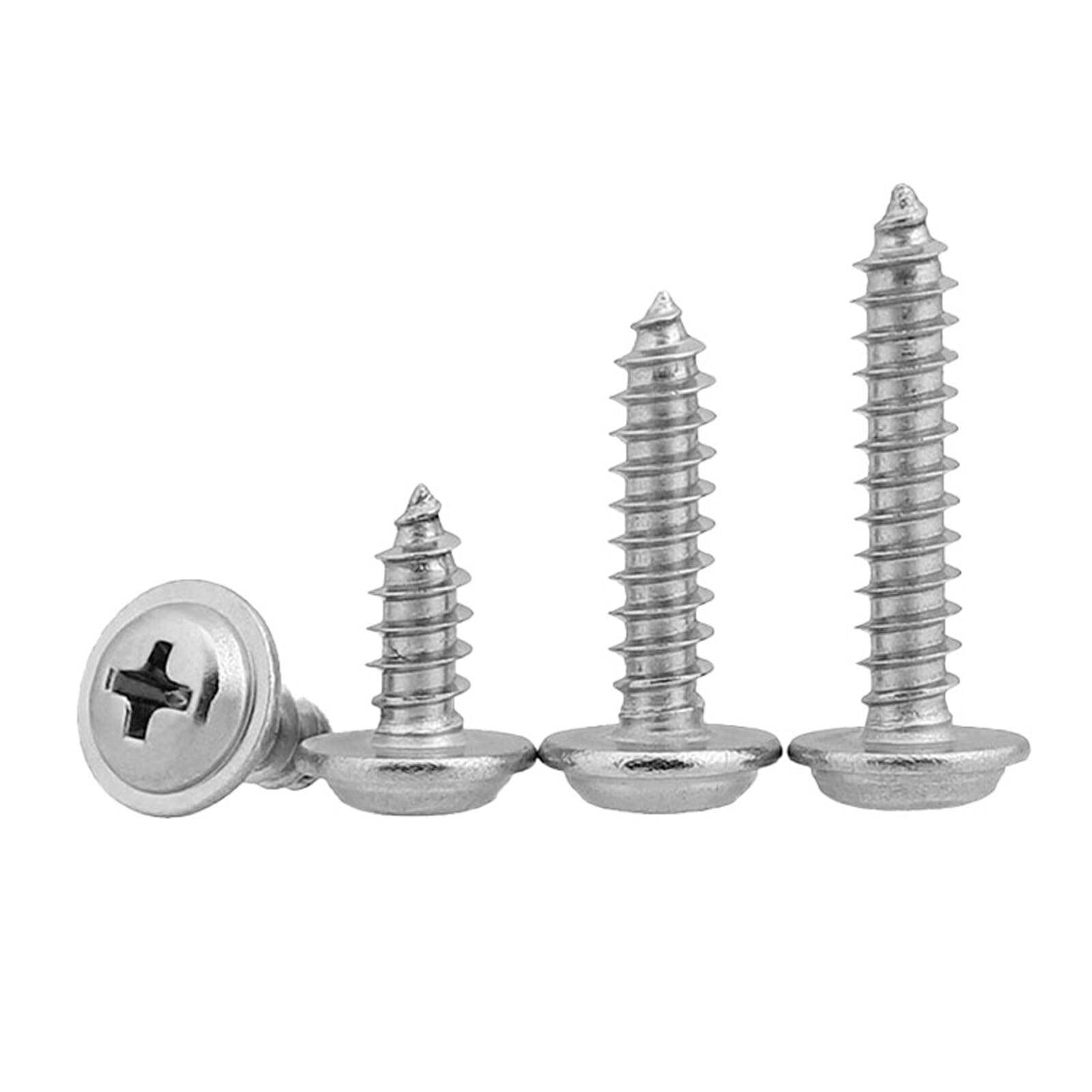 M4 x 20mm Self Tapping Screws, 100 Pcs Flange Phillips 304 Stainless Steel Screws, Fasteners Bolts for Plastic Wood Furniture and Drywall