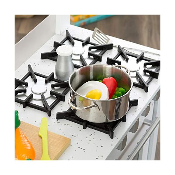 KidKraft Little Cook's Kinderküche aus Holz mit Zubehör, Spielküche mit Gasherd, kleinem Schneidebrett und Spüle mit ausziehbarem Wasserhahn, Spielzeug für Kinder ab 3 Jahre, 53407 – Bild 8