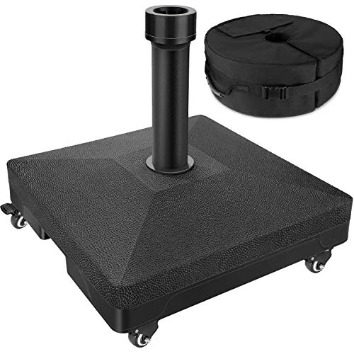 Patio Rolling Umbrella Base with 4 Rotatable Wheels & Sturdy Weight Bag