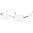 Agstum Blue Light Blocking Glasses - Flexible Rimless Titanium Alloy Eyeglasses Frames Clear Lens