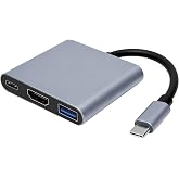 Adaptador USB C a HDMI, Hub USB C 3 en 1 Multipuerto con Salida HDMI 4K | Puerto USB 3.0 y Carga Rapida PD de 100W, Compatibl