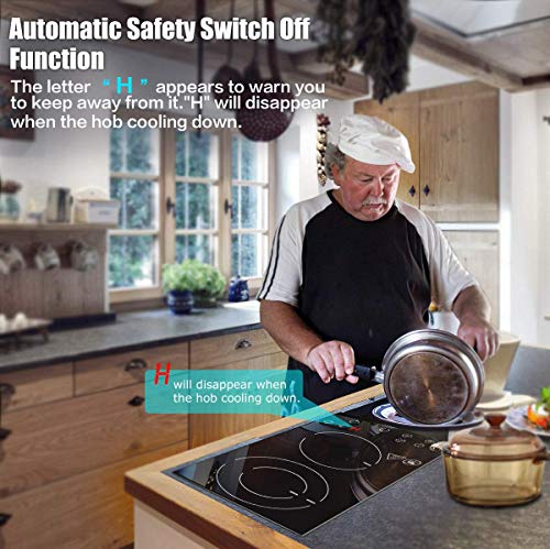 Domino Glaskeramikkochfeld, AMZCHEF Doppel Glaskeramik Kochfeld mit