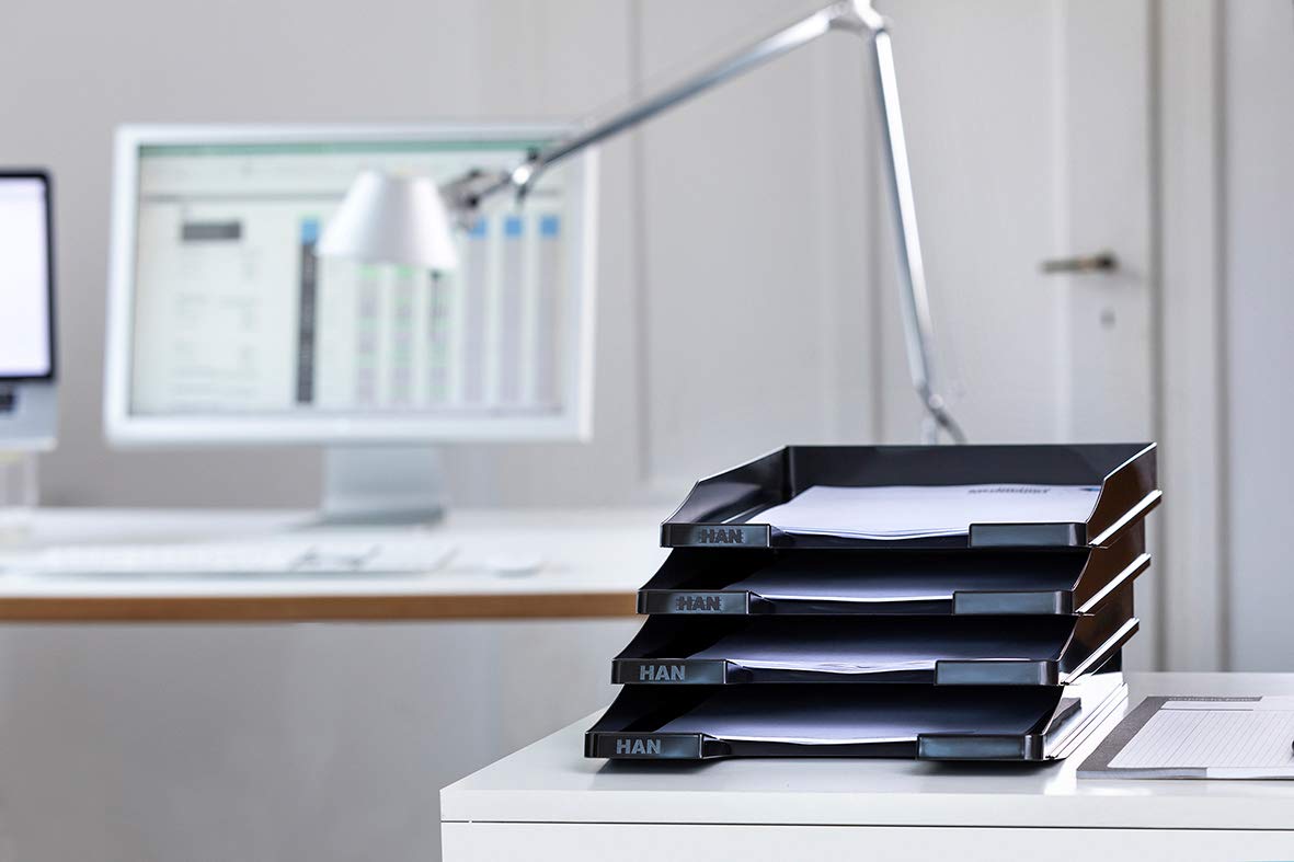 HAN Briefablage JUNIOR, 5 STÜCK, Dokumentenablage, Briefkorb, Briefhalter, Organizer Büro, Papierablage, Flache Ablage bis Format DIN A4/C4, 1025-17, rot 4