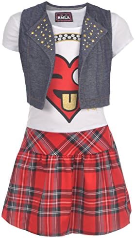 RMLA Big Girls' "Emoji Rock" 2-Piece Outfit - red, 10