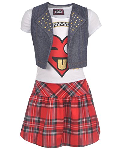 RMLA Big Girls' "Emoji Rock" 2-Piece Outfit - red, 10