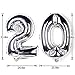 KEYYOOMY 40 inch Big 20 Number Balloons Siver Number 20 Balloon for 20 Birthday Party Decorations(Silver Color, Number 20, 40 In)