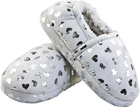 Girls Soft House Slippers Fur Lining Memory Foam Rubber Sole Cute Bedroom Shoes with Beautiful Star