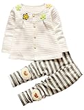 ASHERANGEL Toddler Girls Cardigan Top Striped Leggings Pant Clothing Set Outfits
