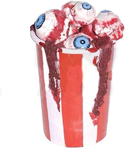 Pzakka Halloween Decorations Paper Eyeballs Popcorn Bucket Handmade Decor (8 inch x 4 inch, 7pcs Fixed Eyeballs)