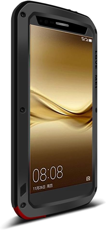Huawei Mate 8 Case, Tomplus Hard Military Heavy Aluminum Metal Armor Tank Gorilla Glass Shockproof Rainproof Weatherproof Dust/Dirt/Snow Proof Small Waist Cover Case For Huawei Mate 8 (Black)