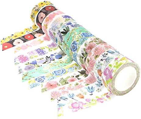 10 Rolls Floral Decorative Washi Tapes Washi Masking Tape Set for Crafts, Scrapbooks, DIY Crafts and Gift Wrapping