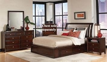 Amazon Com 4pc Queen Size Bedroom Set In Dark Mahogany