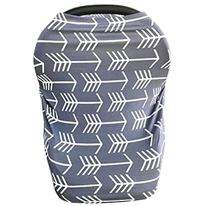 Nursing Cover for Babies Versatile Baby Car Seat Cover for Newborn Boys and Girls Cute Grey with White Arrow