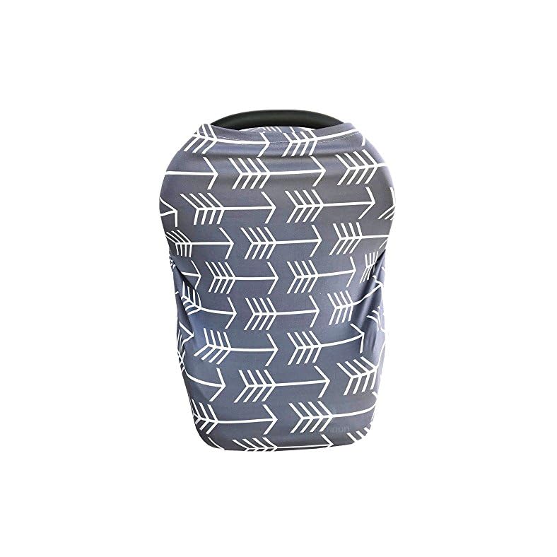 Nursing Cover for Babies Versatile Baby Car Seat Cover for Newborn Boys and Girls Cute Grey with White Arrow