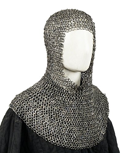 Chainmail Coif - Dome Riveted Titanium Flat Rings