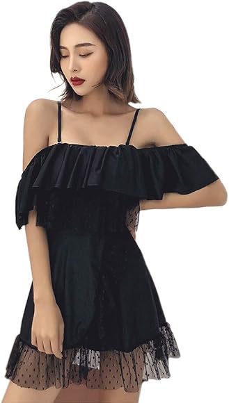 Amazon タンキニ 水着 レディース フレアトップ ワンピース 背中が