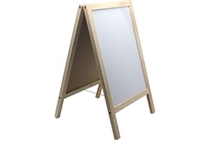 BangQiao Wooden Freestanding A Frame Non Magnetic Chalkboard and Magnetic Dry Erase White Board Display Sign, Double Sided Tabletop Message Board for Home, Office and Counter