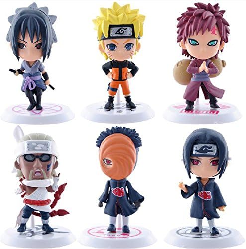 Naruto Shippuden Action Figures Set of 6pcs,Uchiha Sasuke,Uzumaki Naruto,Gaara,Uchiha Itachi,Uchiha Obito,Killer Bee,Children Boys Girls Kids Adults Toys Dolls Collections,Home,Car Accersories