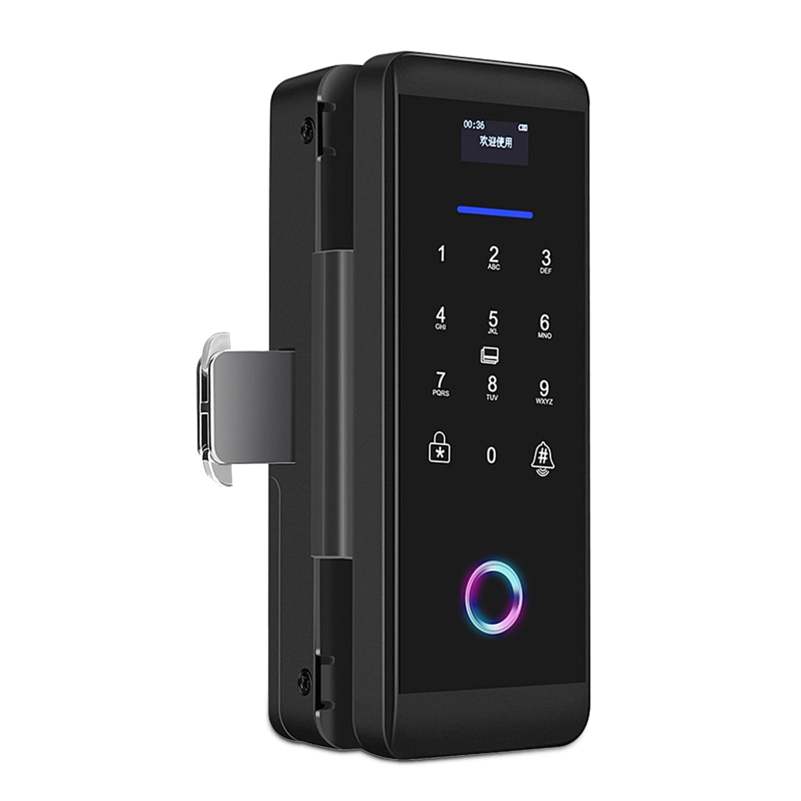 Smart Glass Door Lock, Electronic Security Biometric Fingerprint Password IC Card Bluetooth APP Remote Unlock Door Access Control System for Home Office(Black)