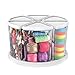 Deflecto Rotating Carousel Craft Storage Organizer, 360 Spin, 6-Canister Configuration, Clear, White Lids, 11 1/8