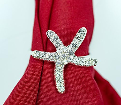 Yacanna Starfish Napkin Rings for Christmas, Holidays, Dinners, Parties - Set of 4 Napkin Holders
