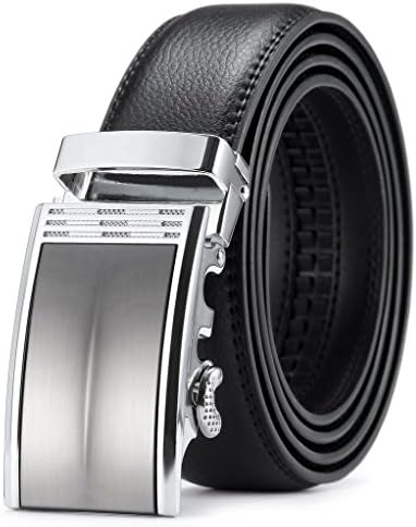 Squeple Men's Wide Rimmed Imprinted Leather Dress Strap Black 42-46inch LY87607-2-130
