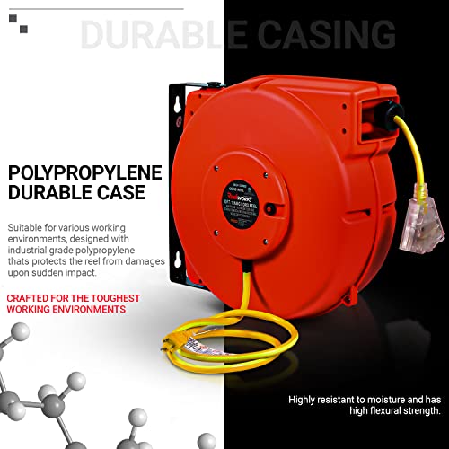 ReelWorks Extension Cord Reel Retractable Longest Industrial 12awg x 80