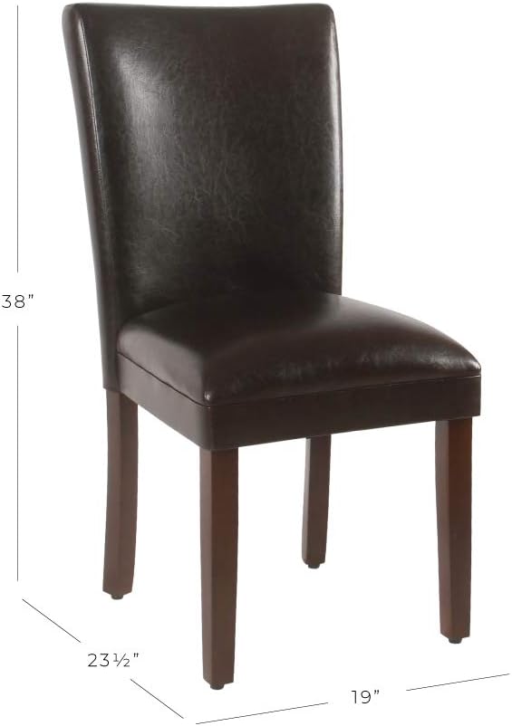 HomePop Parsons Upholstered Accent Dining Chair, Set of 2, Dark Brown Faux Leather - Chairs
