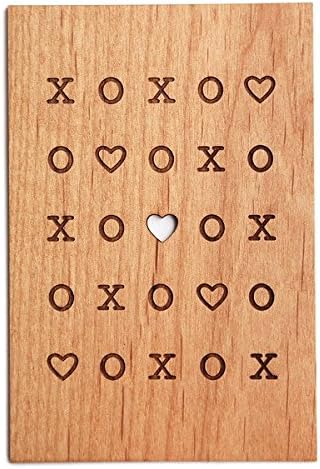 Cardtorial Sustainable Wood, Handprinted 4 x 6 "XOXO Heart" Anniversary Card
