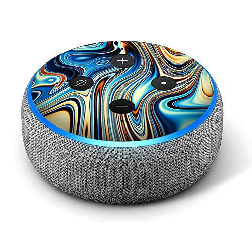 Blue Oragne Psychadelic Oil Slick - Vinyl Decal Skin Compatible with Amazon Echo Dot 3rd Generation Alexa - Decorations for Your Smart Home Speakers, Great Gift for mom, dad, Birthday, Kids