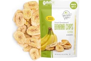 Dried Banana Chips 18 oz (4 Pack) - 4.5 Pound | Sweetened Fruit Slices | Vegan, Keto-Friendly, Kosher Snack | Perfect for Cereal, Salads & Trail Mix | Tasty, Natural, Preservative-Free | 4 Pack | Gourmet Grove