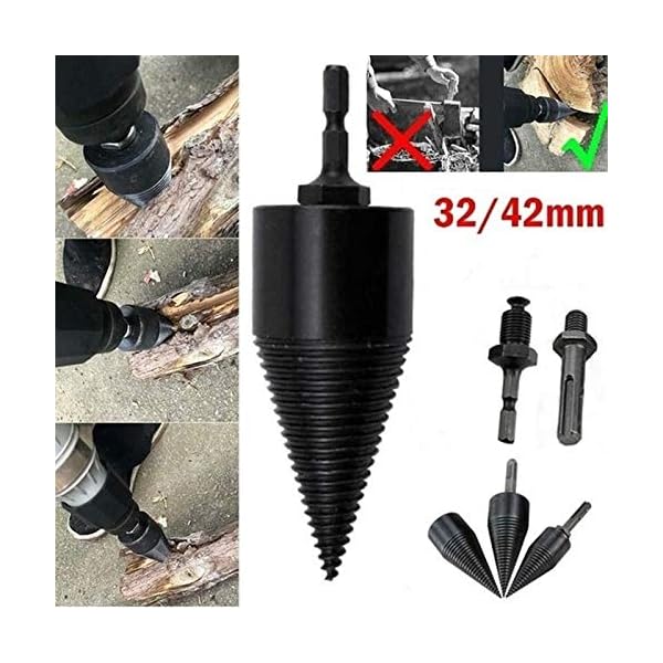 Holzspaltung Schnecke. 32/22mm Bohrer Hacken Holz Spaltung Bohrer Bits Werkzeug Haushalt Klappern Breaking Maschine Holz… – Bild 3