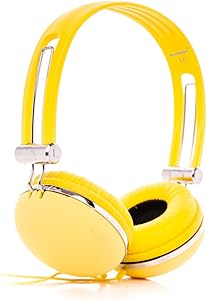 RockPapa Over Ear Stereo Wired Adults Kids Childs Boys Girls Headphones Earphones Adjustable for iPhone 6 iPad iPod innoTab LeapPad PC DVD CD Yellow