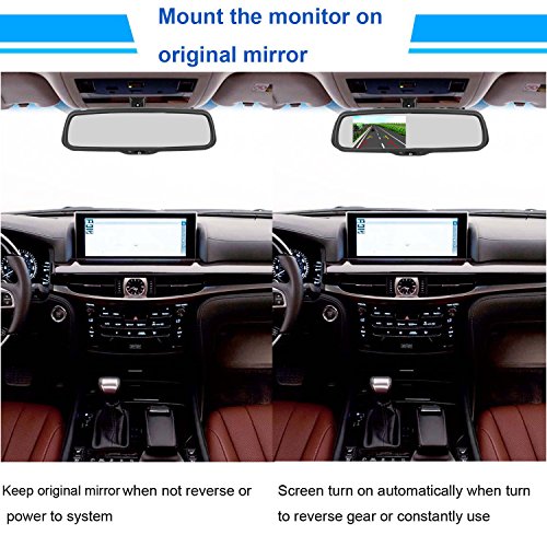 Emmako Backup Camera and Monitor Kit for Car/Vehicle/Truck/Pickup Waterproof Night Vision Wire Single Power Source Rear View/Constantly View Optional Reverse Camera System 4.3 Display Guide Lines - Thumbnail 7
